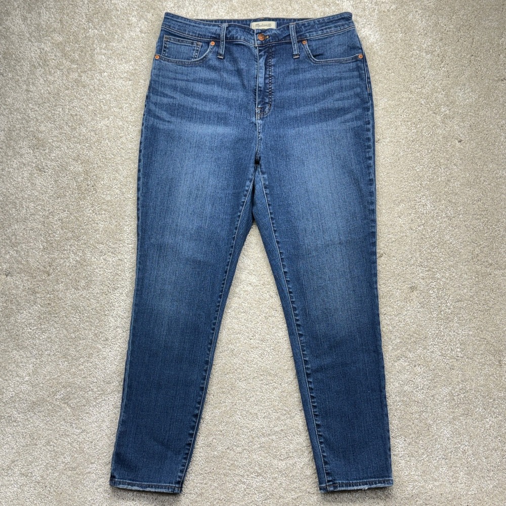 Madewell Curvy High-Rise Skinny Crop Jeans 32T Blue Medium‎ Wash CKP452394698